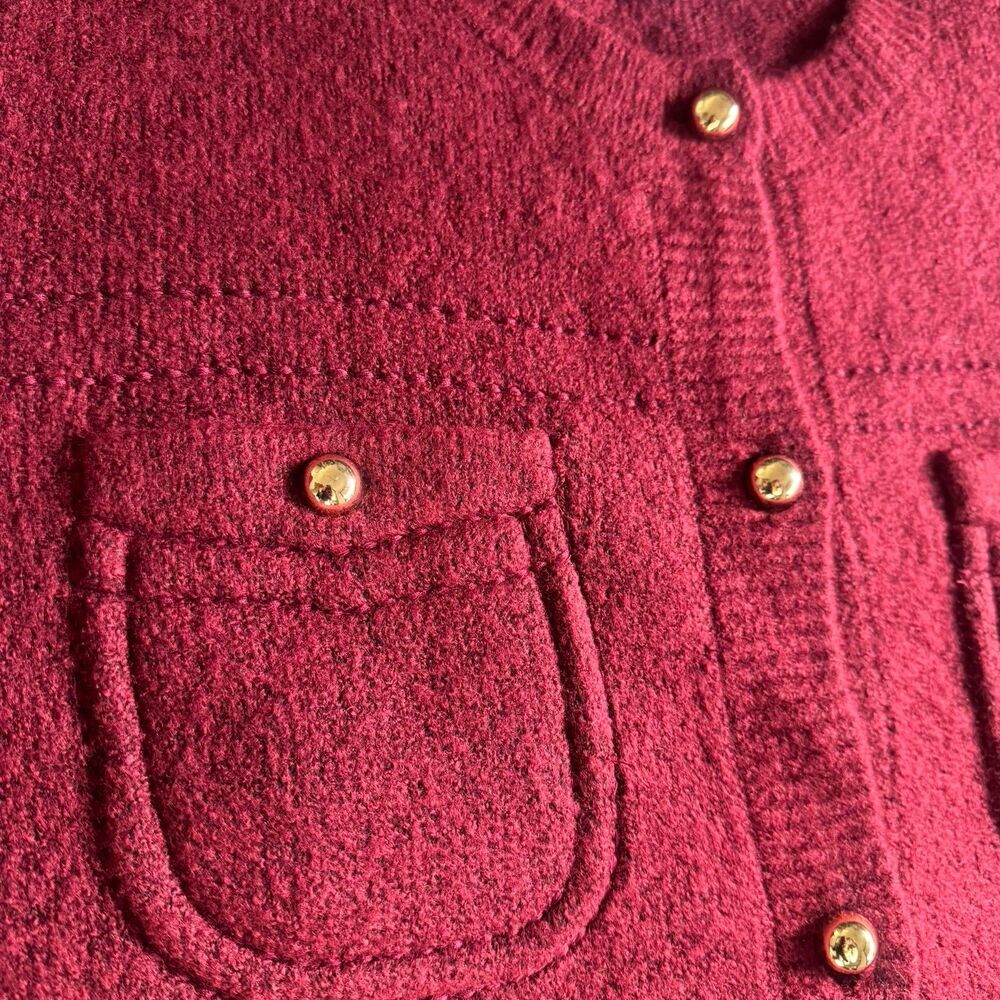 NWT CeCe Red Cardigan Sweater Large Blazer Preppy Office Thick Elegant MP $109 - Picture 3 of 14